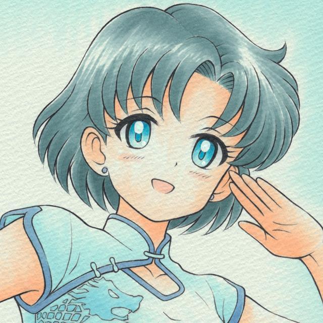 自作イラスト 水野亜美 (セーラーマーキュリー) チャイナドレス < アニメ/コミック/キャラクター  自作イラスト 水野亜美 (セーラーマーキュリー) チャイナドレス  < アニメ/コミック/キャラクターの