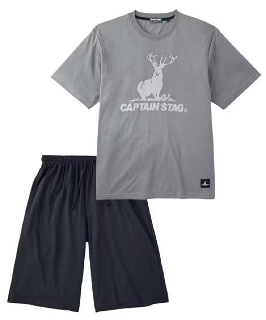 3Lサイズ!高貴紳士的!ブランド品!CAPTAIN STAG(キャプテンスタッグ)ロゴプリント!半袖andハーフパンツ!上下セット < 男性ファッション  3Lサイズ!高貴紳士的!ブランド品!CAPTAIN STAG(キャプテンスタッグ)ロゴプリント!半袖andハーフパンツ!上下セット < 男性ファッションの
