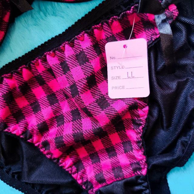 激カワッ。。。F85×LL。。。チェック柄ニットピンクブラジャー&ショーツセット。。大きいサイズグラマー。。。 < 女性ファッション  激カワッ。。。F85×LL。。。チェック柄ニットピンクブラジャー&ショーツセット。。大きいサイズグラマー。。。 < 女性ファッションの