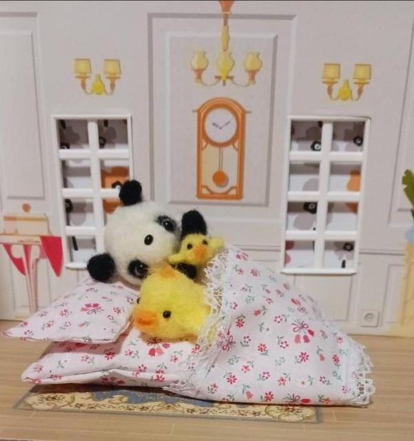 羊毛フェルト パンダとひよこ 2匹とフトンセット < ペット/手芸/園芸 羊毛フェルト パンダとひよこ 2匹とフトンセット < ペット/手芸/園芸の