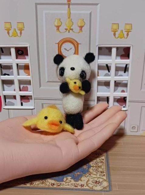 羊毛フェルト パンダとひよこ 2匹とフトンセット < ペット/手芸/園芸 羊毛フェルト パンダとひよこ 2匹とフトンセット < ペット/手芸/園芸の