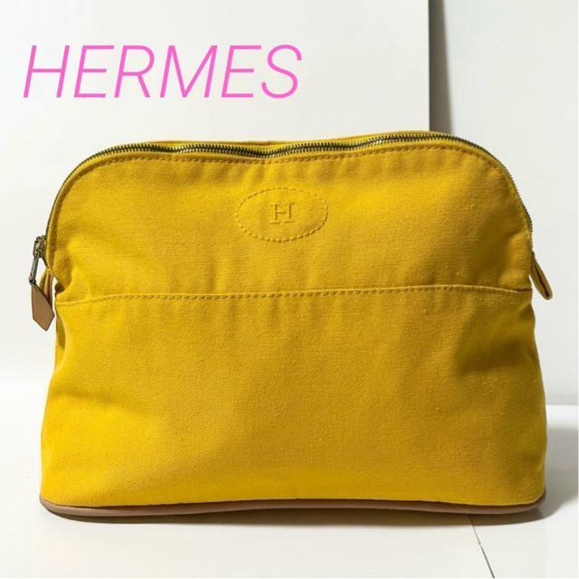 HERMES エルメス ボリードポーチMM コットン マルチポーチ マルチケース 小物入れ レディース イエロー < ブランド HERMES エルメス ボリードポーチMM コットン マルチポーチ マルチケース 小物入れ レディース イエロー < ブランドの
