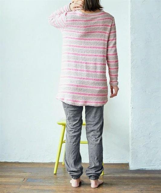 Lサイズぬくぬく暖かモールニット&スムースパンツ長め足先までスッポリ上下ルームウェア < 女性ファッション  Lサイズぬくぬく暖かモールニット&スムースパンツ長め足先までスッポリ上下ルームウェア < 女性ファッションの