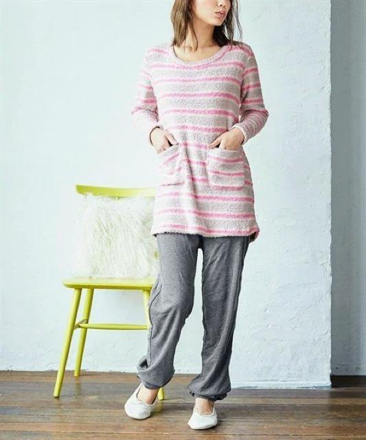 Lサイズぬくぬく暖かモールニット&スムースパンツ長め足先までスッポリ上下ルームウェア < 女性ファッション  Lサイズぬくぬく暖かモールニット&スムースパンツ長め足先までスッポリ上下ルームウェア < 女性ファッションの