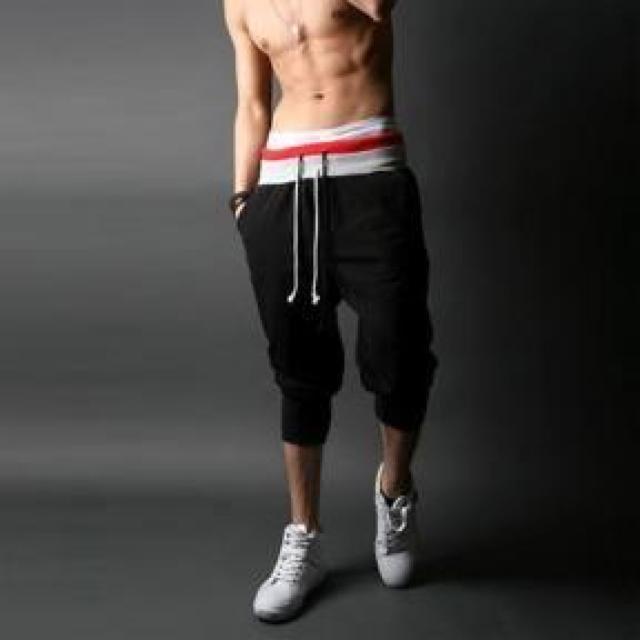 男女兼用♪ルームウェア.サルエル風.7分丈 スウェットパンツ ブラック XL < 男性ファッション 男女兼用♪ルームウェア.サルエル風.7分丈 スウェットパンツ ブラック XL < 男性ファッションの