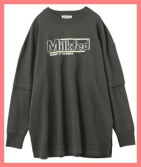 ☆ミルクフェド☆美品♪完売レイヤード風オーバーサイズ刺繍ロゴロンTグレー☆ < ブランド ☆ミルクフェド☆美品♪完売レイヤード風オーバーサイズ刺繍ロゴロンTグレー☆ < ブランドの