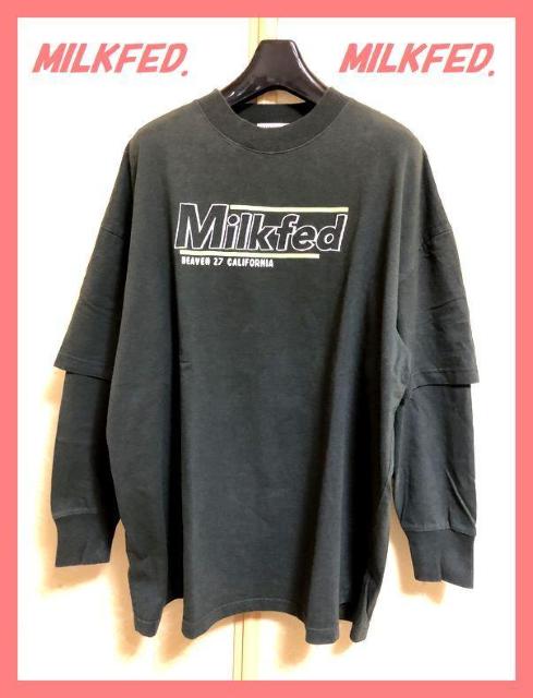 ☆ミルクフェド☆美品♪完売レイヤード風オーバーサイズ刺繍ロゴロンTグレー☆ < ブランド ☆ミルクフェド☆美品♪完売レイヤード風オーバーサイズ刺繍ロゴロンTグレー☆ < ブランドの