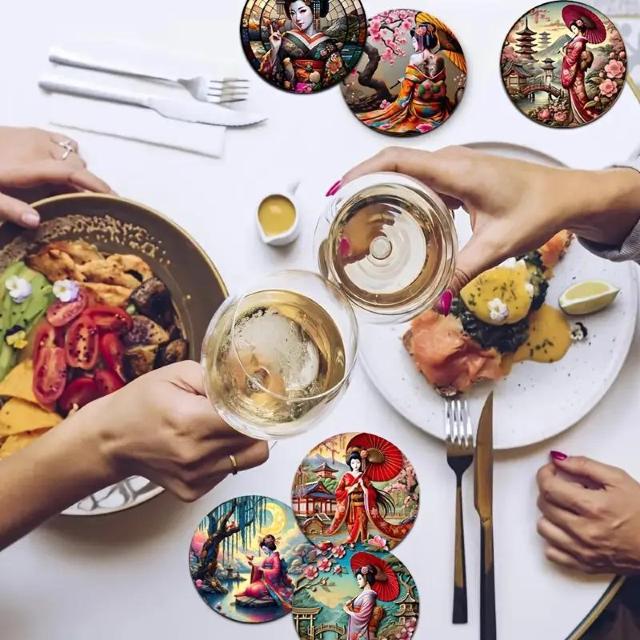 ���ʒ񋟕i590�~��6�̓`���I�ȓ��{�̕����G�A�[�g�R�[�X�^�[�Z�b�g�A�ۂ��ؐ��h�����N�}�b�g �� �C���e���A/���C�t�� 