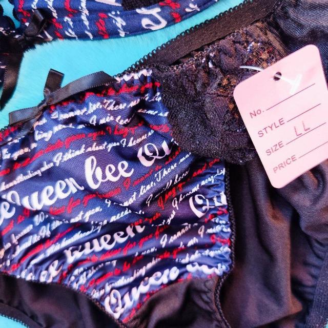 カッコ可愛いぃ。。F85×LL。。英字柄ブラジャー&ショーツセット。。グラマー大きいサイズ 。。。 < 女性ファッション  カッコ可愛いぃ。。F85×LL。。英字柄ブラジャー&ショーツセット。。グラマー大きいサイズ 。。。 < 女性ファッションの