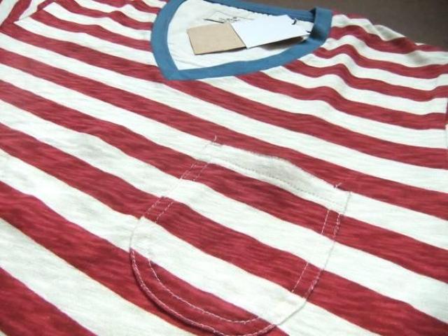 grn ジーアールエヌ ボーダーTシャツ ナチュラル×レッド L < 男性ファッション  grn ジーアールエヌ ボーダーTシャツ ナチュラル×レッド L < 男性ファッションの