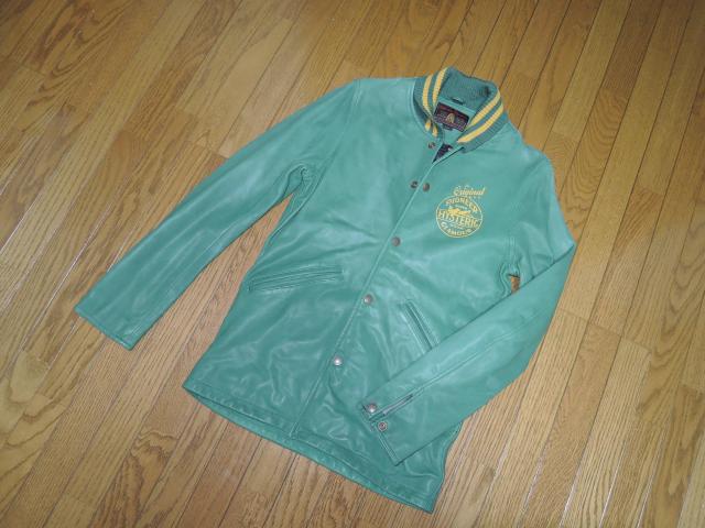 HYSTERIC GLAMOUR ヒステリックグラマー オールレザー ジャケット S 緑 コーチ 山羊革 ガール サークルロゴ < ブランド  HYSTERIC GLAMOUR ヒステリックグラマー オールレザー ジャケット S 緑 コーチ 山羊革 ガール サークルロゴ < ブランドの