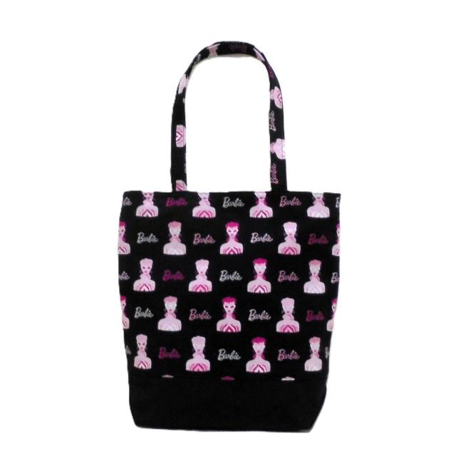 ◆大サイズ◆Barbie◆バービーアイコン×黒地◆エコバッグ サブバッグ < 女性ファッション ◆大サイズ◆Barbie◆バービーアイコン×黒地◆エコバッグ サブバッグ < 女性ファッションの