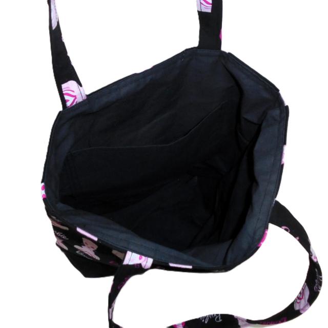 ◆大サイズ◆Barbie◆バービーアイコン×黒地◆エコバッグ サブバッグ < 女性ファッション ◆大サイズ◆Barbie◆バービーアイコン×黒地◆エコバッグ サブバッグ < 女性ファッションの