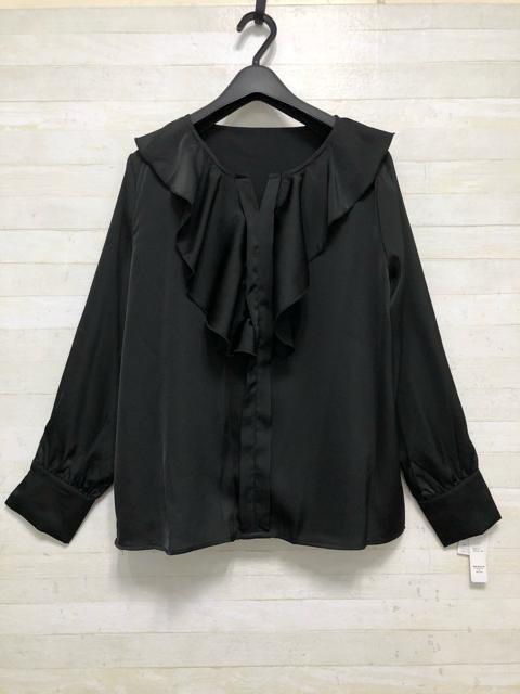 新品☆L♪華やか黒♪大きい衿ブラウス&フレアスカート♪パーティQ465 < 女性ファッション 新品☆L♪華やか黒♪大きい衿ブラウス&フレアスカート♪パーティQ465 < 女性ファッションの