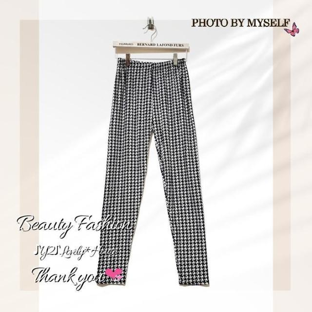〜3L4L*千鳥格子ストレッチレギンス*白黒 < 女性ファッション  〜3L4L*千鳥格子ストレッチレギンス*白黒 < 女性ファッションの