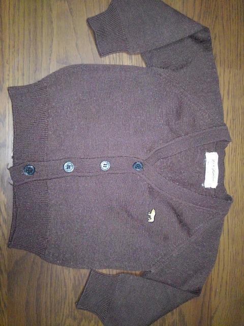 茶色カ-デ暖か熊さん刺繍で毛40%送料半額('ー')/~~♪ < キッズ/ベビー  茶色カ-デ暖か熊さん刺繍で毛40%送料半額('ー')/~~♪  < キッズ/ベビーの