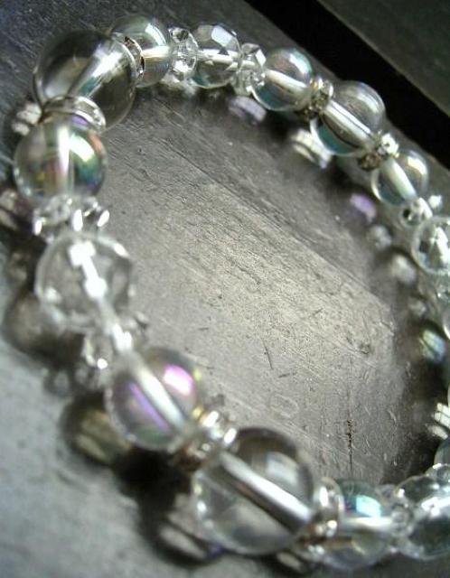 ☆即決☆水晶xアクアオーラxカット水晶ブレスレット < 男性アクセサリー/時計  ☆即決☆水晶xアクアオーラxカット水晶ブレスレット < 男性アクセサリー/時計の