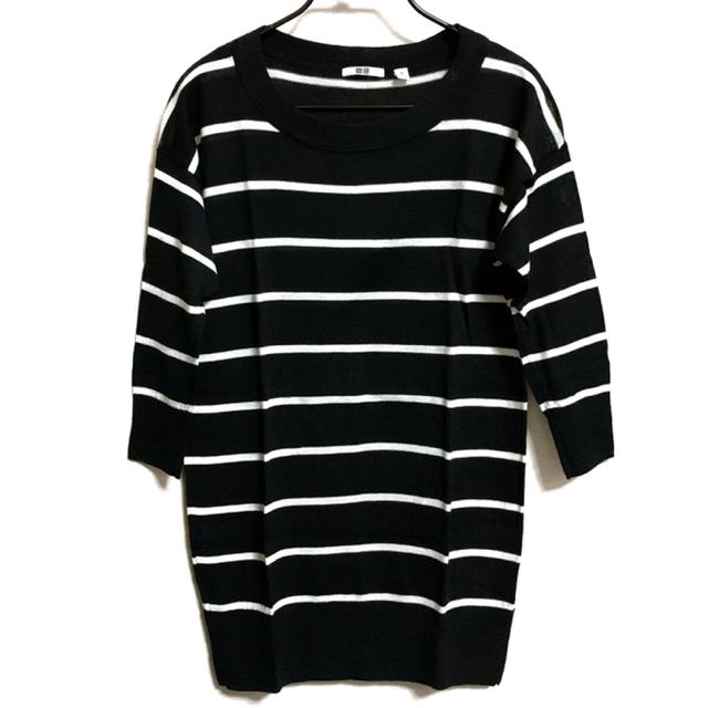 【used】7分袖ボーダー柄ボートネックニット/UNIQLO/黒×白/M < 女性ファッション  【used】7分袖ボーダー柄ボートネックニット/UNIQLO/黒×白/M  < 女性ファッションの