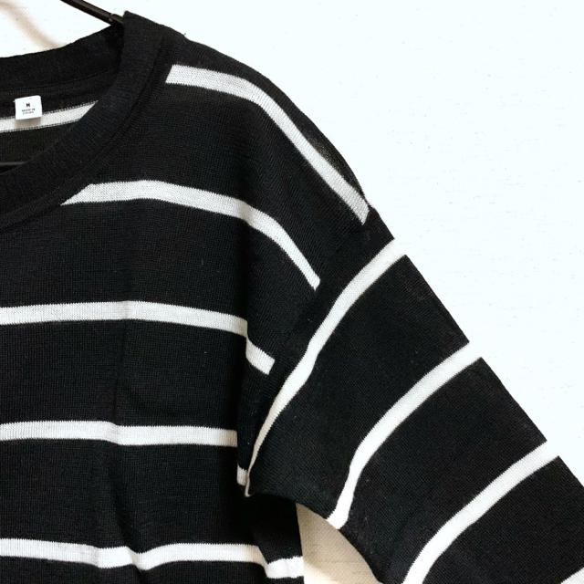 【used】7分袖ボーダー柄ボートネックニット/UNIQLO/黒×白/M < 女性ファッション  【used】7分袖ボーダー柄ボートネックニット/UNIQLO/黒×白/M < 女性ファッションの
