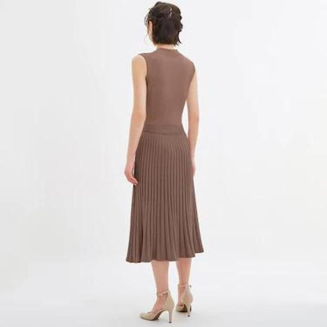 限定セール●ベルト付き!プリーツコンビネーションニットワンピース●茶ブラウン●S●GU < ブランド 限定セール●ベルト付き!プリーツコンビネーションニットワンピース●茶ブラウン●S●GU < ブランドの