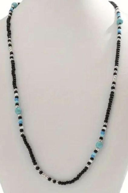 ターコイズネックレス★黒ビーズネックレス★メンズ・レディースネックレス☆新品   夏ネックレス  ターコイズビーズネックレス < 男性アクセサリー/時計  ターコイズネックレス★黒ビーズネックレス★メンズ・レディースネックレス☆新品   夏ネックレス  ターコイズビーズネックレス  < 男性アクセサリー/時計の