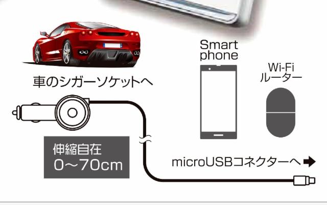 MicroUSB 車載用リール式充電器 DKJ-R1 BK < 家電/AV  MicroUSB 車載用リール式充電器 DKJ-R1 BK < 家電/AVの