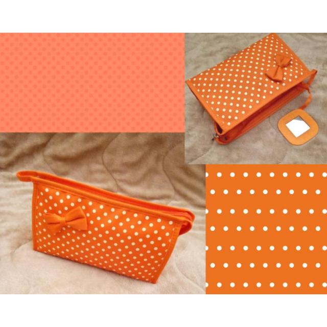 新品◆オレンジ ドット コスメ ポーチ ミニミラー付き < 女性ファッション  新品◆オレンジ ドット コスメ ポーチ ミニミラー付き  < 女性ファッションの