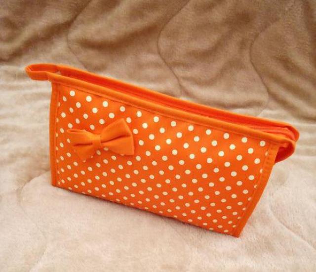 新品◆オレンジ ドット コスメ ポーチ ミニミラー付き < 女性ファッション  新品◆オレンジ ドット コスメ ポーチ ミニミラー付き < 女性ファッションの
