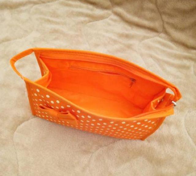 新品◆オレンジ ドット コスメ ポーチ ミニミラー付き < 女性ファッション  新品◆オレンジ ドット コスメ ポーチ ミニミラー付き < 女性ファッションの