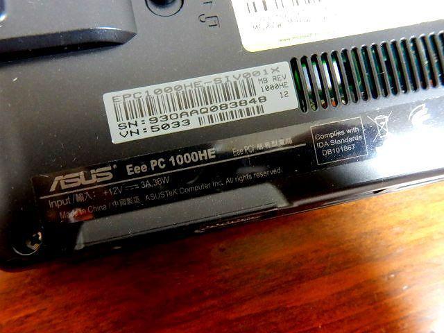 ★eee pc 1000he ノートパソコン asus 中古品 動作確認 < PC本体/周辺機器  ★eee pc 1000he ノートパソコン asus 中古品 動作確認 < PC本体/周辺機器の