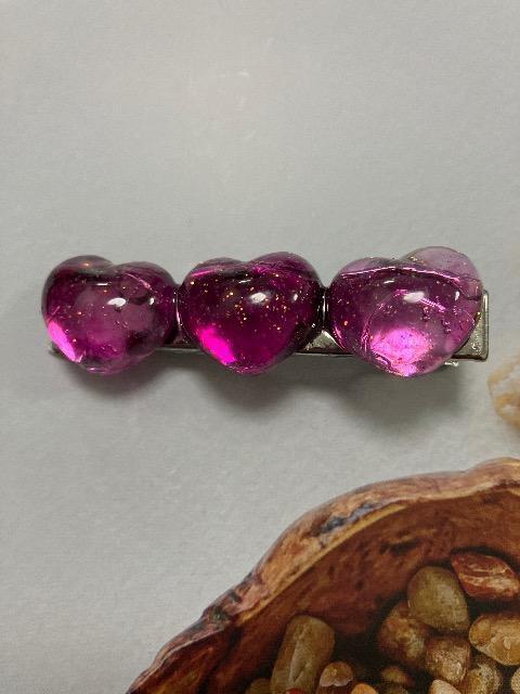 ハンドメイド レジン ヘアクリップ2点セット ハート ピンク < 女性ファッション  ハンドメイド レジン ヘアクリップ2点セット ハート ピンク < 女性ファッションの