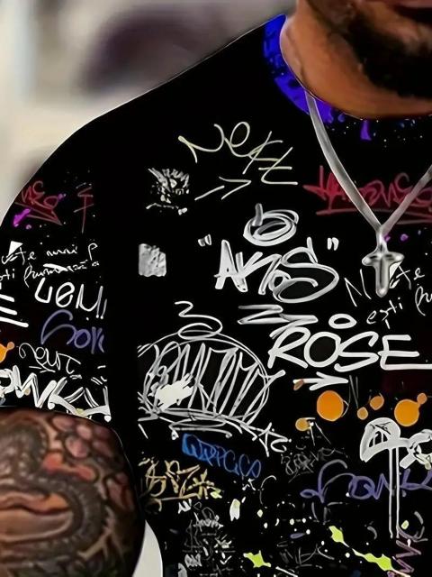 ヤス価格890円★メンズ グラフィティ グラフィックプリント Tシャツ、カジュアル 半袖 USAサイズL(日本サイズXXL相当) < 男性ファッション ヤス価格890円★メンズ グラフィティ グラフィックプリント Tシャツ、カジュアル 半袖 USAサイズL(日本サイズXXL相当) < 男性ファッションの