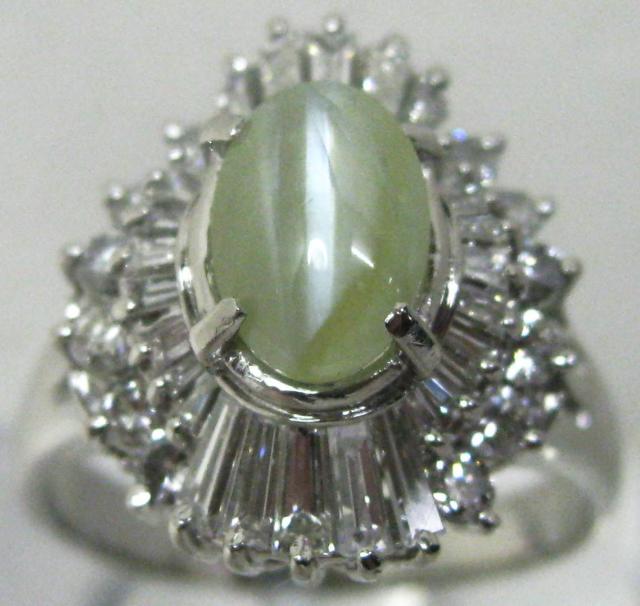 極美品Pt900プラチナリング キャッツアイ3.56ctダイヤ2.08ct#18 < 女性アクセサリー/時計 極美品Pt900プラチナリング キャッツアイ3.56ctダイヤ2.08ct#18 < 女性アクセサリー/時計の
