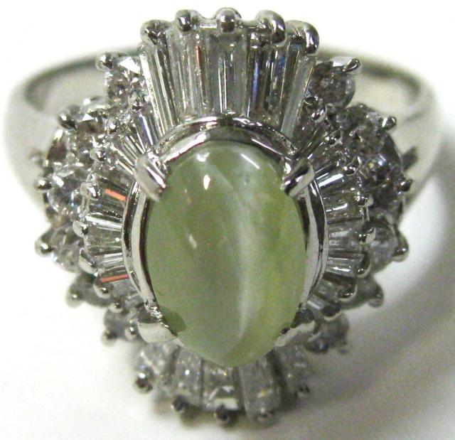 極美品Pt900プラチナリング キャッツアイ3.56ctダイヤ2.08ct#18 < 女性アクセサリー/時計 極美品Pt900プラチナリング キャッツアイ3.56ctダイヤ2.08ct#18 < 女性アクセサリー/時計の