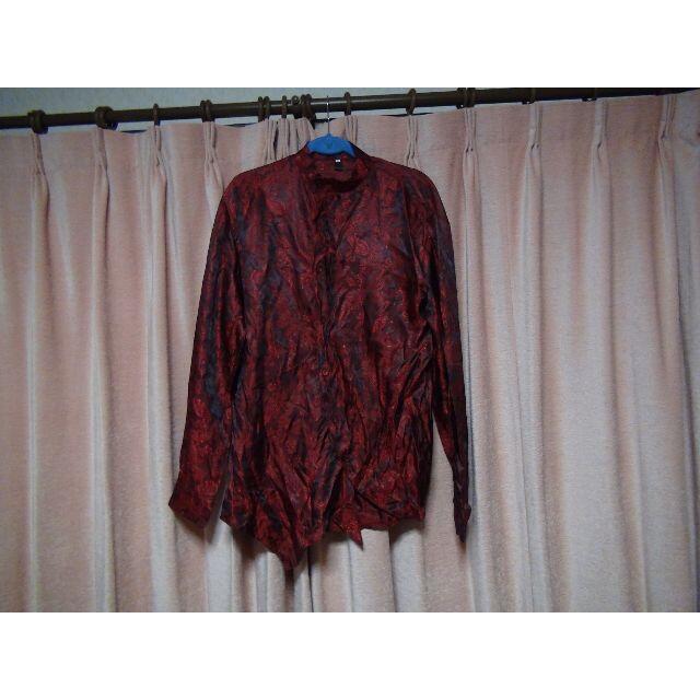 Amade メンズ シャツ 長袖 ペイズリー柄 ワインレッド(XL)!。 < 男性ファッション Amade メンズ シャツ 長袖 ペイズリー柄 ワインレッド(XL)!。 < 男性ファッションの