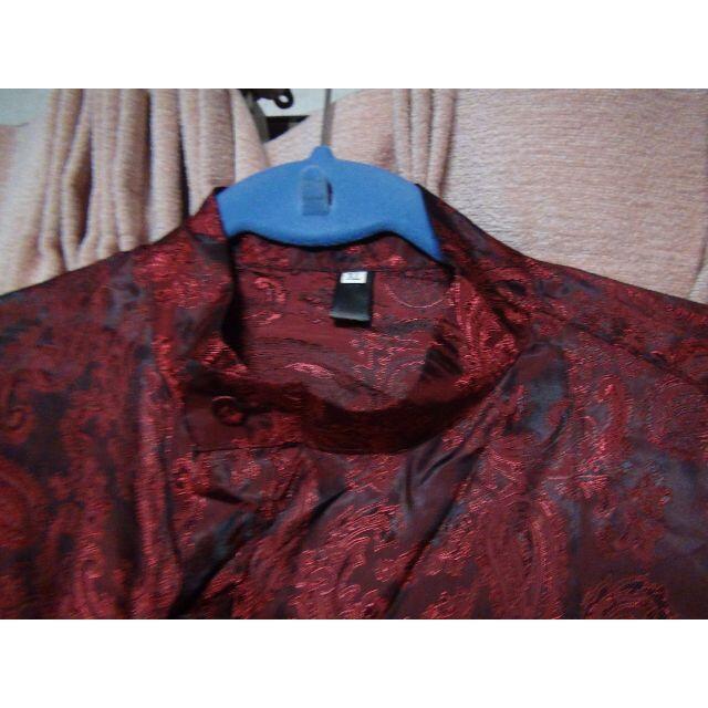 Amade メンズ シャツ 長袖 ペイズリー柄 ワインレッド(XL)!。 < 男性ファッション Amade メンズ シャツ 長袖 ペイズリー柄 ワインレッド(XL)!。 < 男性ファッションの