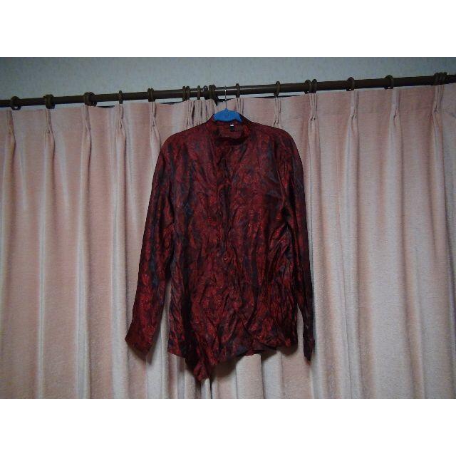 Amade メンズ シャツ 長袖 ペイズリー柄 ワインレッド(XL)!。 < 男性ファッション Amade メンズ シャツ 長袖 ペイズリー柄 ワインレッド(XL)!。 < 男性ファッションの