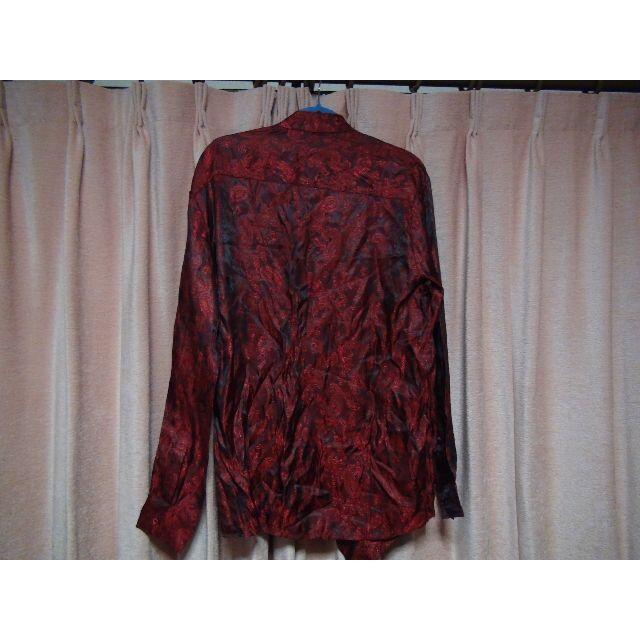 Amade メンズ シャツ 長袖 ペイズリー柄 ワインレッド(XL)!。 < 男性ファッション Amade メンズ シャツ 長袖 ペイズリー柄 ワインレッド(XL)!。 < 男性ファッションの