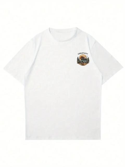 爆ヤス価格1090円★メンズ 半袖Tシャツ アドベンチャーグラフィックプリント USAサイズM(日本サイズXL相当)ホワイト < 男性ファッション 爆ヤス価格1090円★メンズ 半袖Tシャツ アドベンチャーグラフィックプリント USAサイズM(日本サイズXL相当)ホワイト < 男性ファッションの