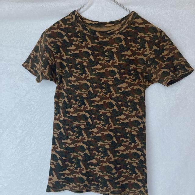 カモフラージュ 迷彩柄 総柄 半袖 Tシャツ チビT カーキ M ストレッチ N2m < 女性ファッション カモフラージュ 迷彩柄 総柄 半袖 Tシャツ チビT カーキ M ストレッチ N2m < 女性ファッションの