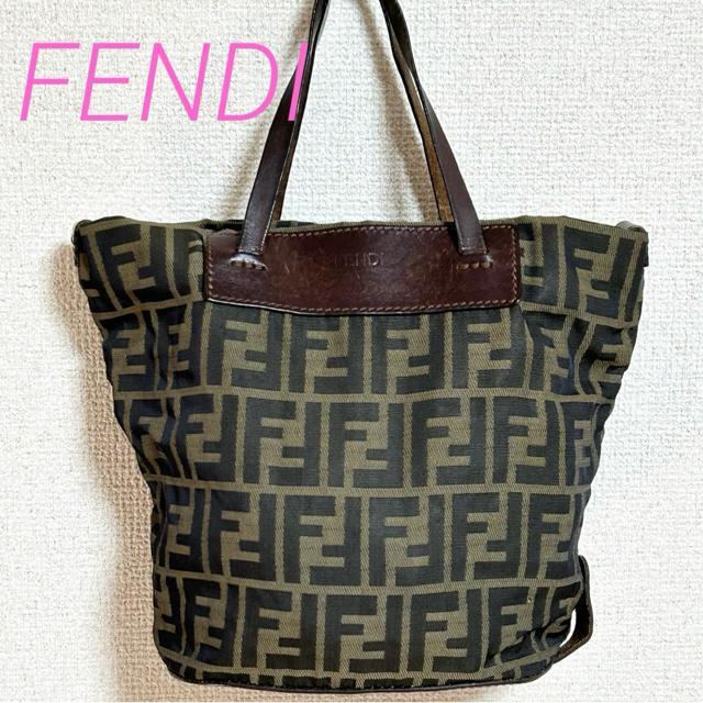 FENDI �Y�b�J �L�����o�X ���U�[ �g�[�g�o�b�O  �n���h�o�b�O �u���E��  �� �u�����h�� 
