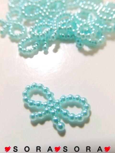 デコパーツ♪ハンドメイド.ネイル 粒パールリボン 14個セット ブルー < 香水/コスメ/ネイル デコパーツ♪ハンドメイド.ネイル 粒パールリボン 14個セット ブルー < 香水/コスメ/ネイルの