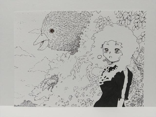 オリジナルイラスト 手描きイラスト 植物 鳥 女の子 ハンドメイド 絵 モノクロ アナログ アート illustrationart < アニメ/コミック/キャラクター  オリジナルイラスト 手描きイラスト 植物 鳥 女の子 ハンドメイド 絵 モノクロ アナログ アート illustrationart  < アニメ/コミック/キャラクターの