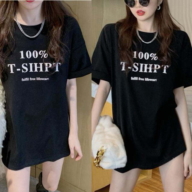 tシャツ ゆったり 英字ロゴ ブラック 大きいサイズ < 女性ファッション  tシャツ ゆったり 英字ロゴ ブラック 大きいサイズ  < 女性ファッションの