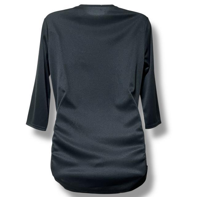 【新品】両サイドシャーリング入フロントカシュクール7分袖カットソー < 女性ファッション  【新品】両サイドシャーリング入フロントカシュクール7分袖カットソー < 女性ファッションの