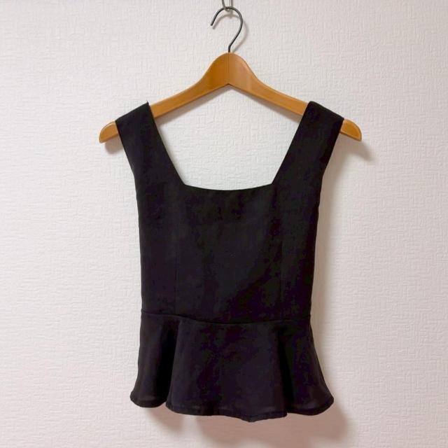 ◆Chille anap/チルアナップ◆ペプラムノースリカットソー★ブラック*背中リボン♪夏秋コーデ美品 < ブランド ◆Chille anap/チルアナップ◆ペプラムノースリカットソー★ブラック*背中リボン♪夏秋コーデ美品 < ブランドの
