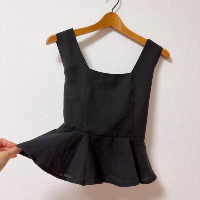 ◆Chille anap/チルアナップ◆ペプラムノースリカットソー★ブラック*背中リボン♪夏秋コーデ美品 < ブランド ◆Chille anap/チルアナップ◆ペプラムノースリカットソー★ブラック*背中リボン♪夏秋コーデ美品 < ブランドの