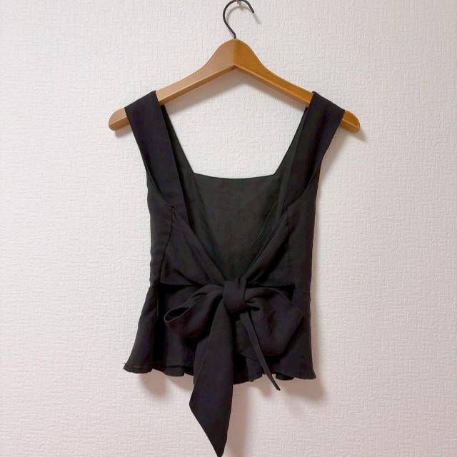 ◆Chille anap/チルアナップ◆ペプラムノースリカットソー★ブラック*背中リボン♪夏秋コーデ美品 < ブランド ◆Chille anap/チルアナップ◆ペプラムノースリカットソー★ブラック*背中リボン♪夏秋コーデ美品 < ブランドの