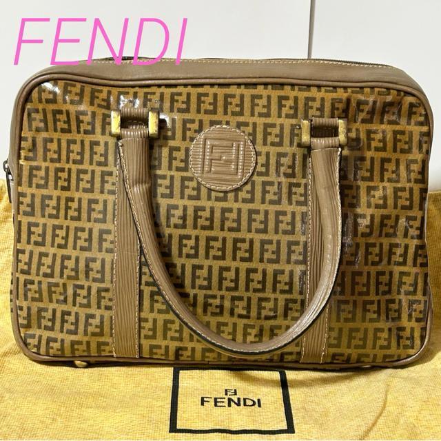 FENDI �t�F���f�B �Y�b�L�[�m �R�[�e�B���O�L�����o�X ���U�[ �n���h�o�b�O �u���E�� �S�[���h���� 