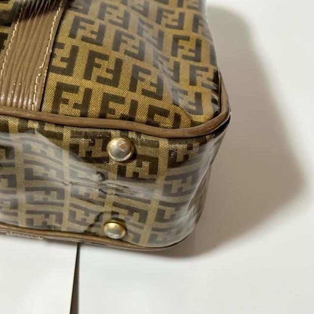 FENDI �t�F���f�B �Y�b�L�[�m �R�[�e�B���O�L�����o�X ���U�[ �n���h�o�b�O �u���E�� �S�[���h����